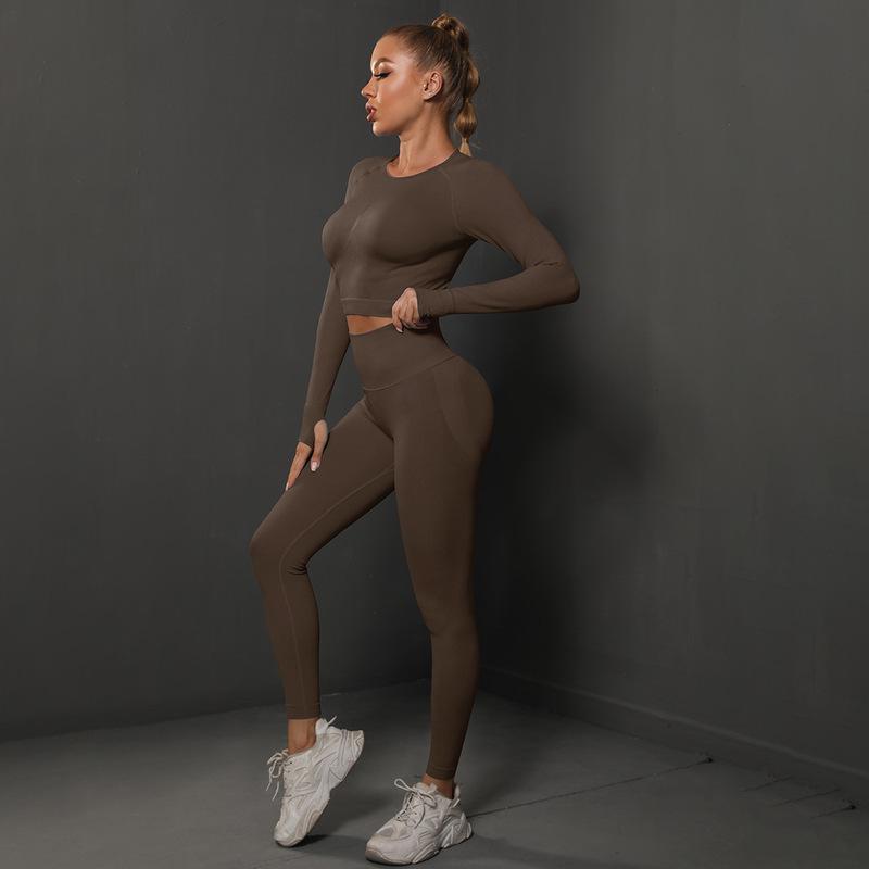 Ensemble de sport knitted, legging et haut - Bleu