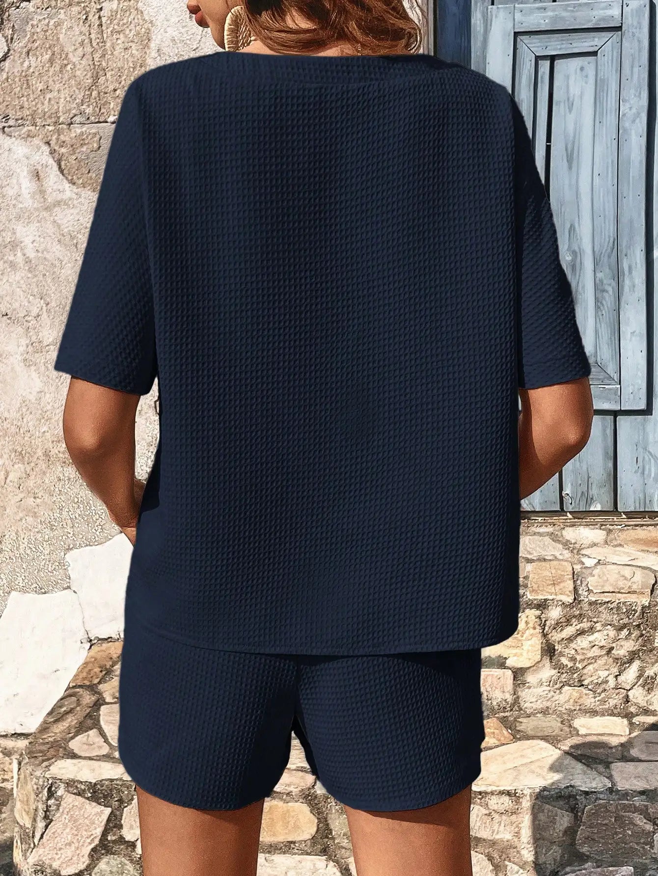 Ensemble, haut à manches courtes et short - Bleu marine