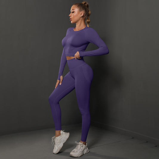 Ensemble de sport knitted, legging et haut - Violet