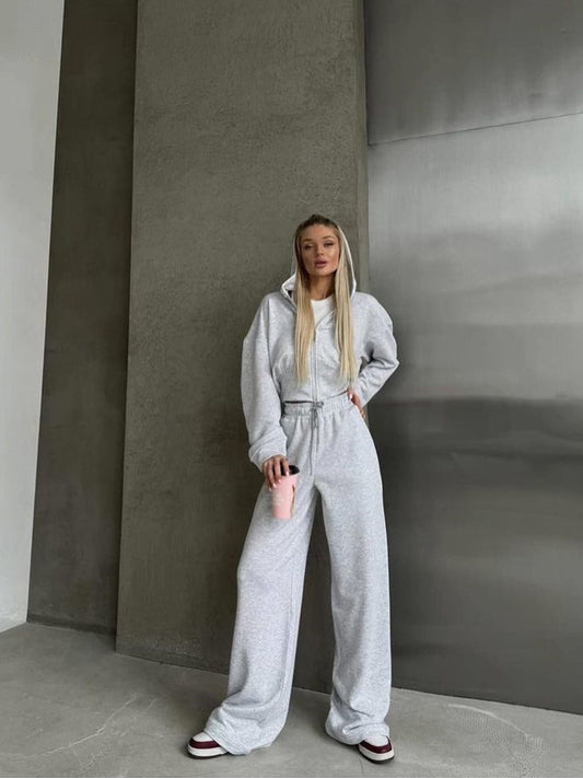 Ensemble Sport Jogging et Sweat à Capuche - Gris clair