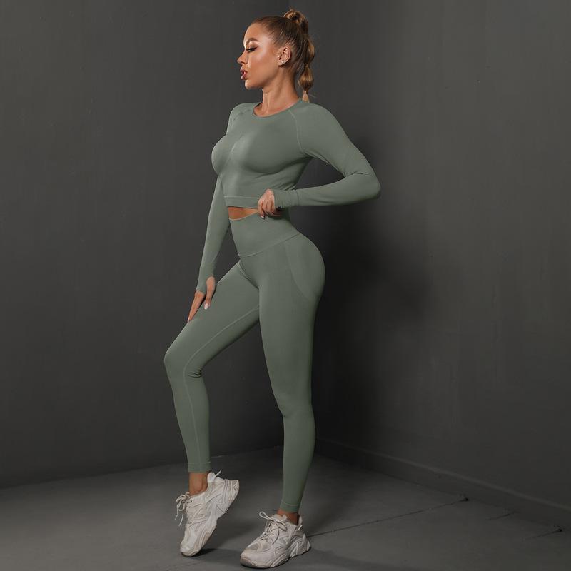 Ensemble de sport knitted, legging et haut - Bleu