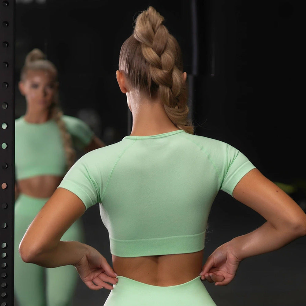 Ensemble Top à manches courtes et Bas de Yoga - Vert clair