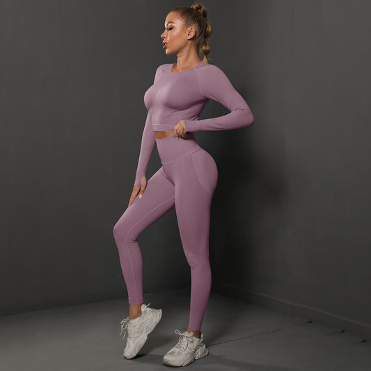 Ensemble de sport knitted, legging et haut - Violet clair