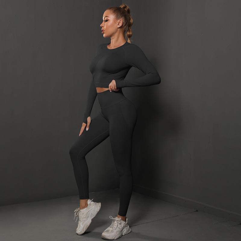 Ensemble de sport knitted, legging et haut - Bleu