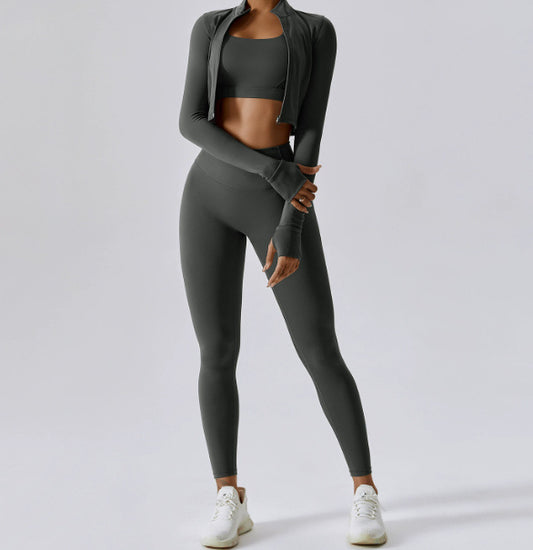 Ensemble veste, haut et short - Gris
