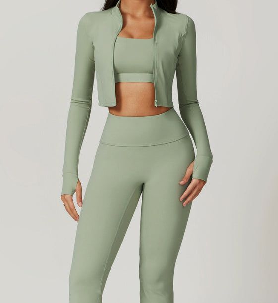 Ensemble veste, haut et short - Vert pale