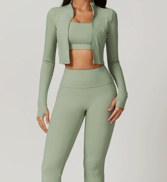 Ensemble veste, haut et short - Vert pale