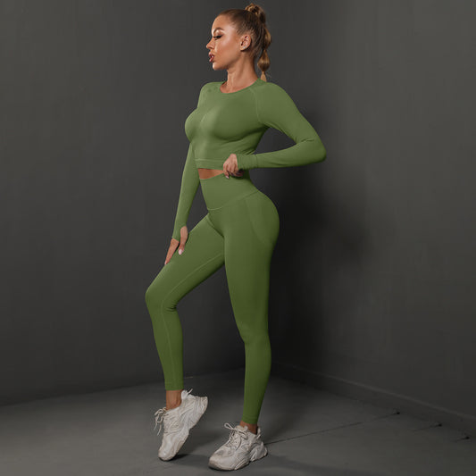 Ensemble de sport knitted, legging et haut - Kaki