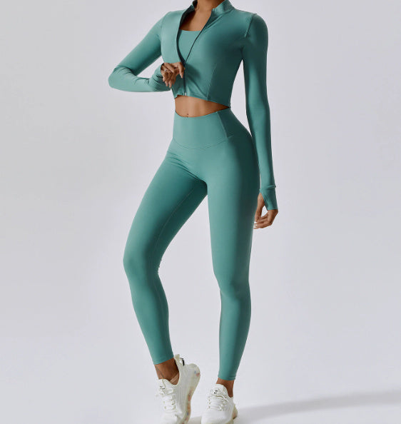 Ensemble veste, haut et short - Vert pale