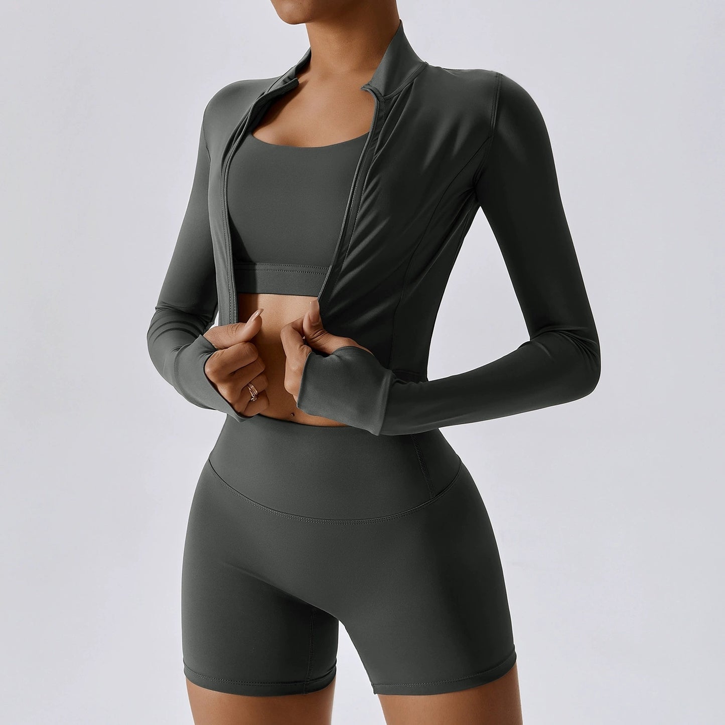 Ensemble veste, haut et short - Vert pale