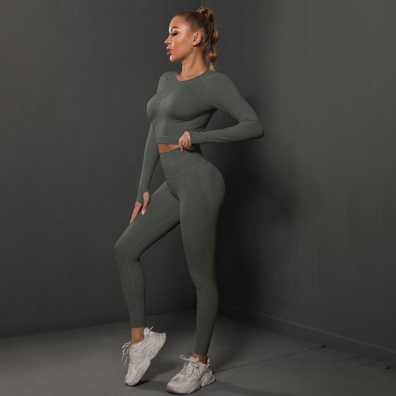 Ensemble de sport knitted, legging et haut - Bleu