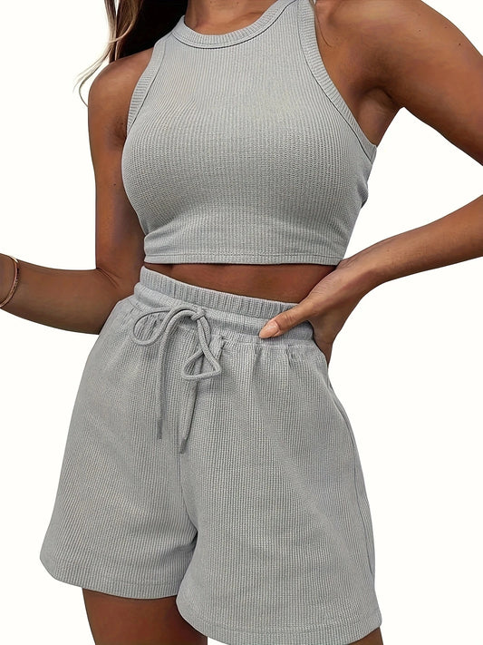 Ensemble doux, débardeur et short - Gris