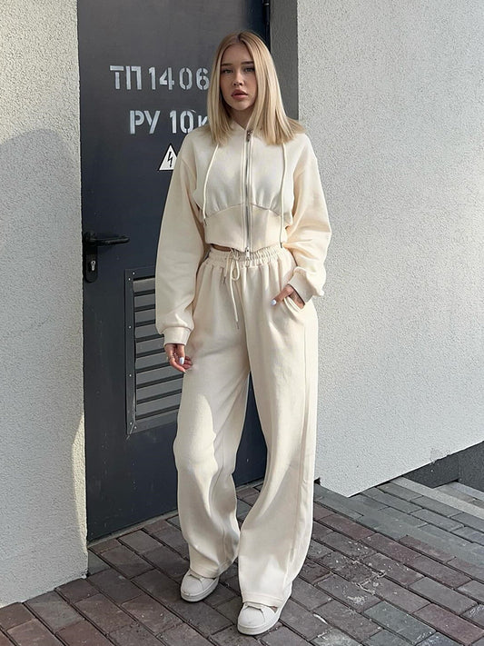 Ensemble Sport Jogging et Sweat à Capuche - Abricot