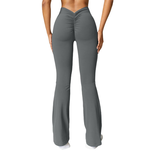 Scrunch Legging Evasé de Sport, Yoga - Gris