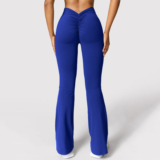 Scrunch Legging Evasé de Sport, Yoga - Bleu