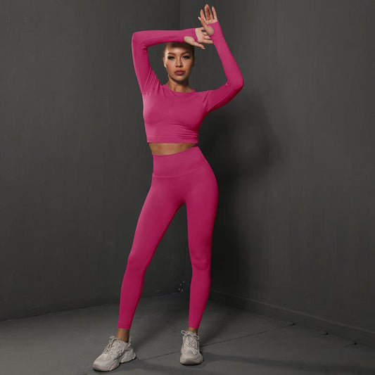 Ensemble de sport knitted, legging et haut - Rose